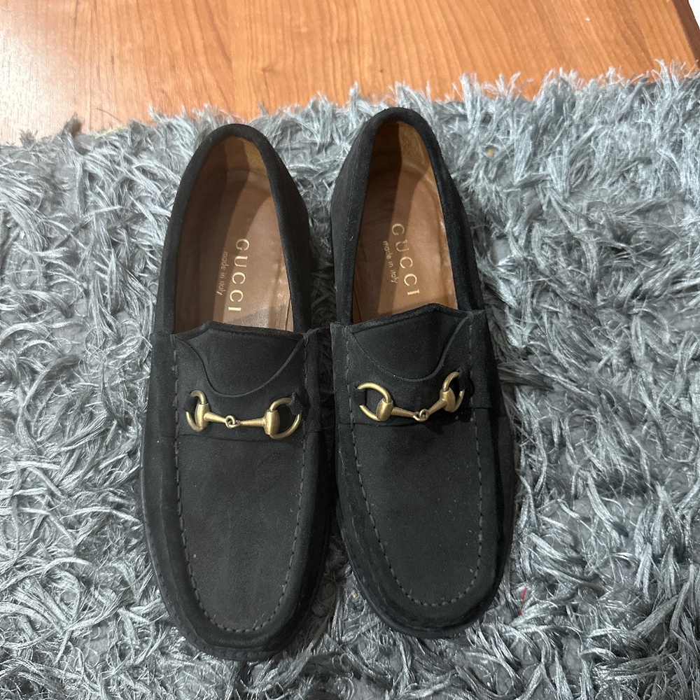 Horsebit-detailed metallic embroidered velvet platform loafers